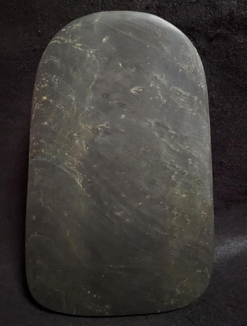 【歙州硯　松竹文特大楕硯】◆金暈金星・水波紋の美石◆12.7吋◆唐木塗箱◆龍尾山