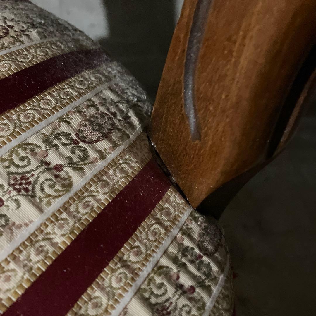 アンティーク 西洋 ダイニングチェア ストライプ レッド ヴィンテージ ネコ足