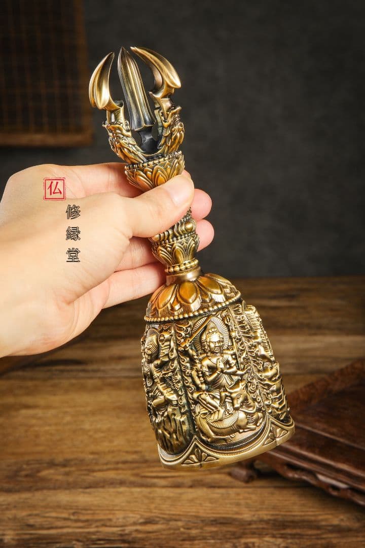 【修縁堂】真言宗 チベット密教 法器 五大明王金剛鈴 仏教法具