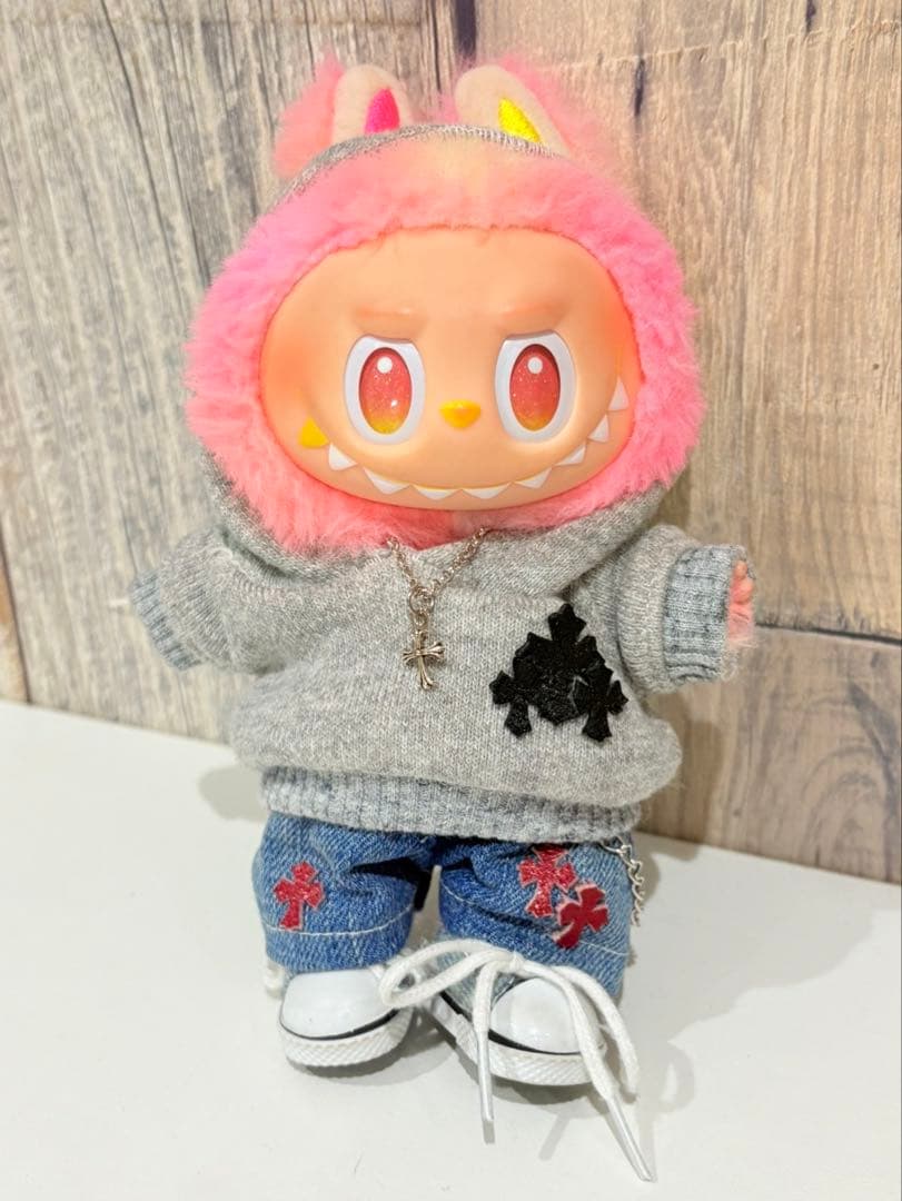 前回即売りきれ！ラブブ一点物｜⚠️早い者勝ち価格‼️本革赤レザークロスパッチ×デニム