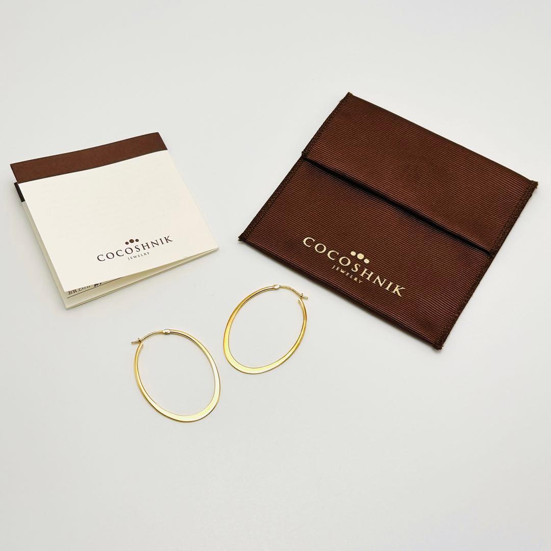 COCOSHNIK　オーバル　フープピアス　シルバー×K10　ゴールド