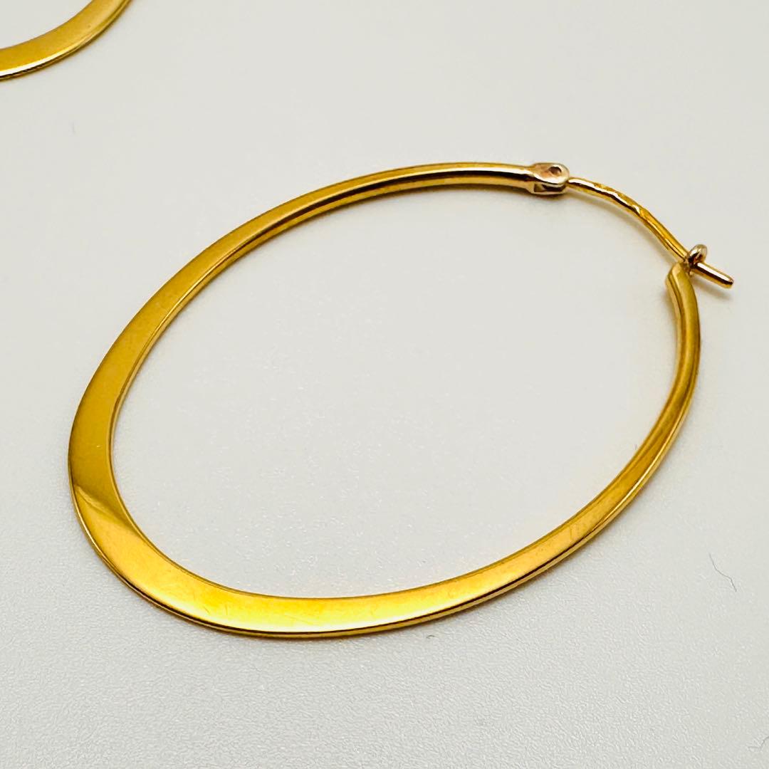 COCOSHNIK　オーバル　フープピアス　シルバー×K10　ゴールド