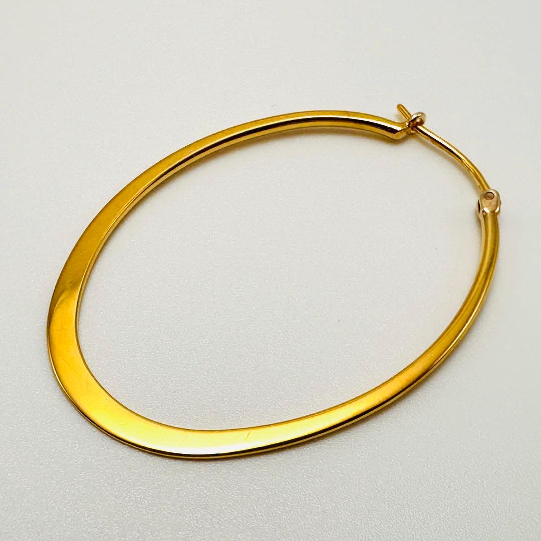 COCOSHNIK　オーバル　フープピアス　シルバー×K10　ゴールド