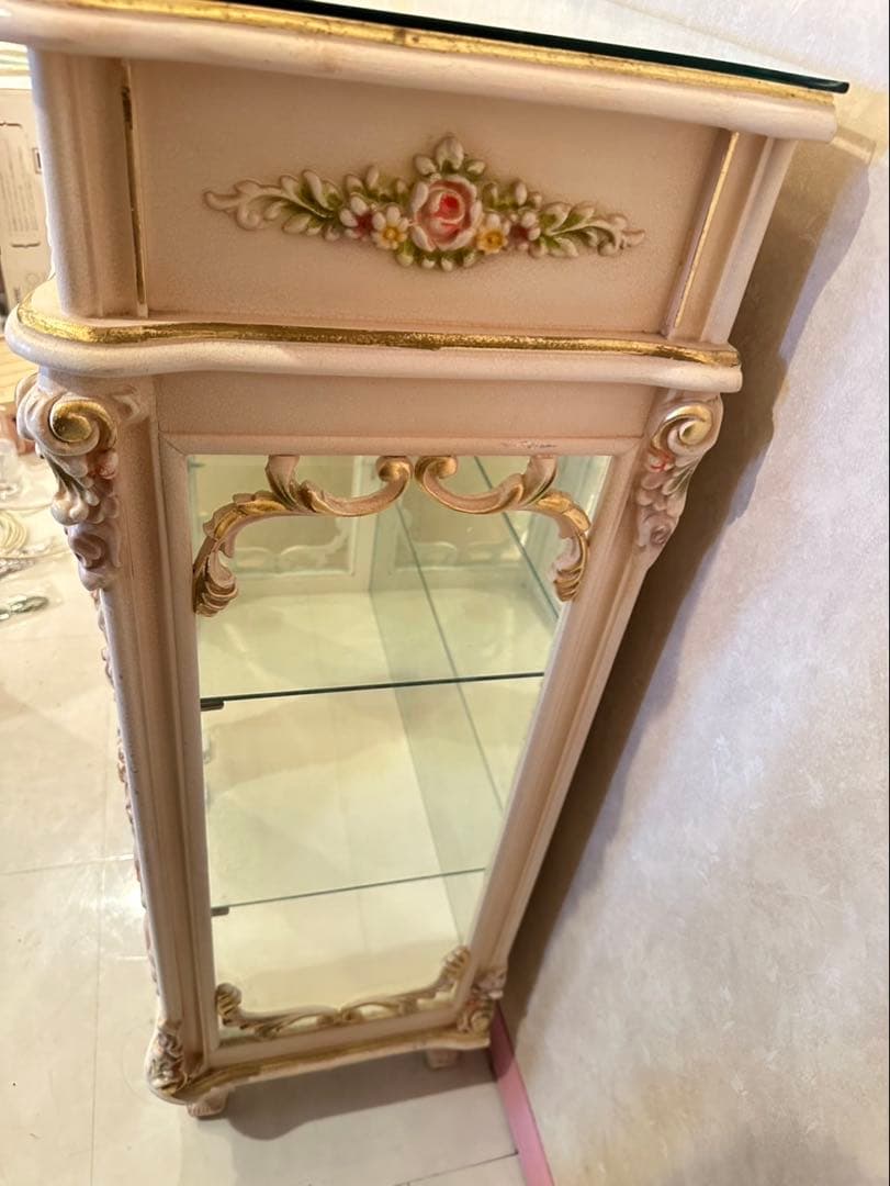 【mayumi】ロココ調 ガラスキャビネット猫脚 家具 お姫様 ローラアシ