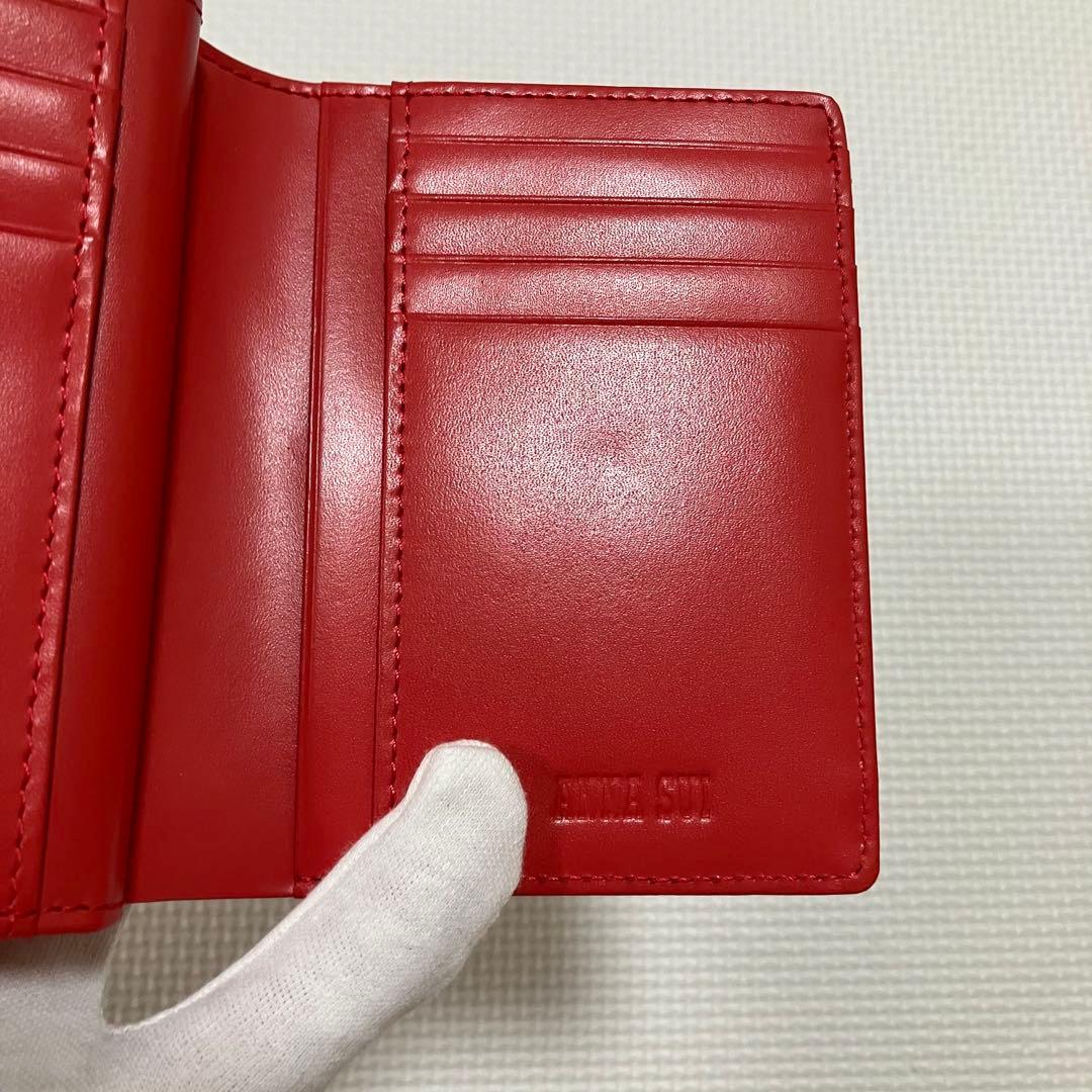 ・未使用　ANNA SUI アナスイ　レザー三つ折り財布　ルビー