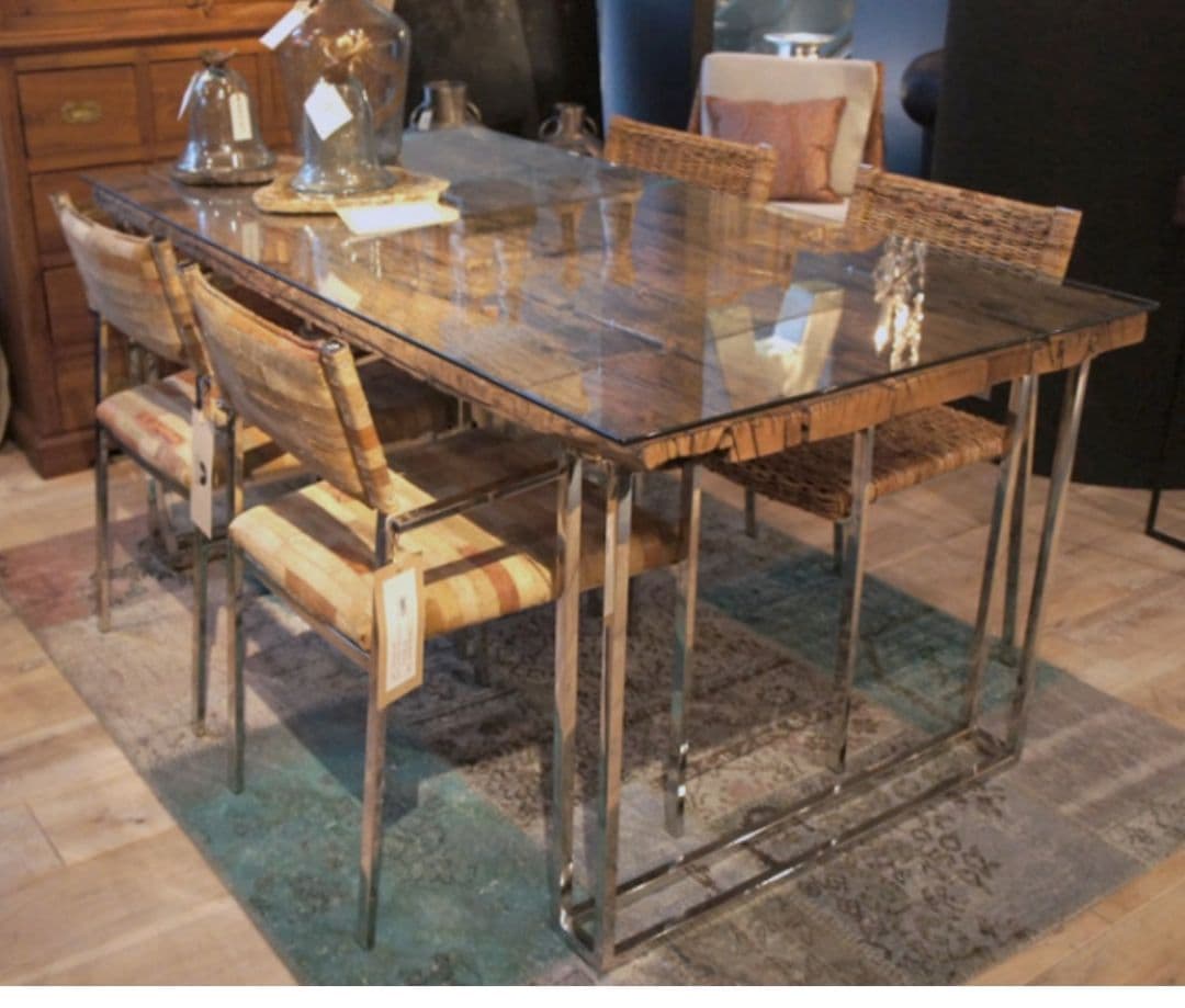 【大阪市内引取限定】 ASPLUND 古材ダイニングテーブル＋椅子3脚