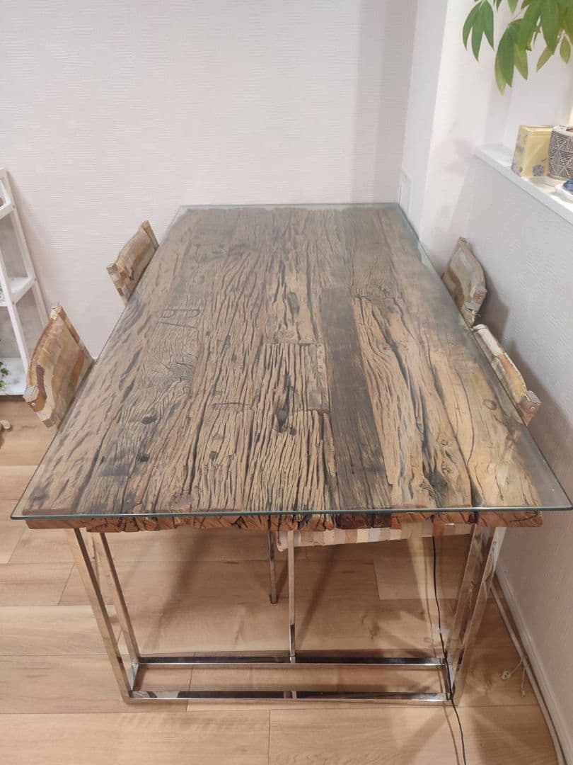 【大阪市内引取限定】 ASPLUND 古材ダイニングテーブル＋椅子3脚