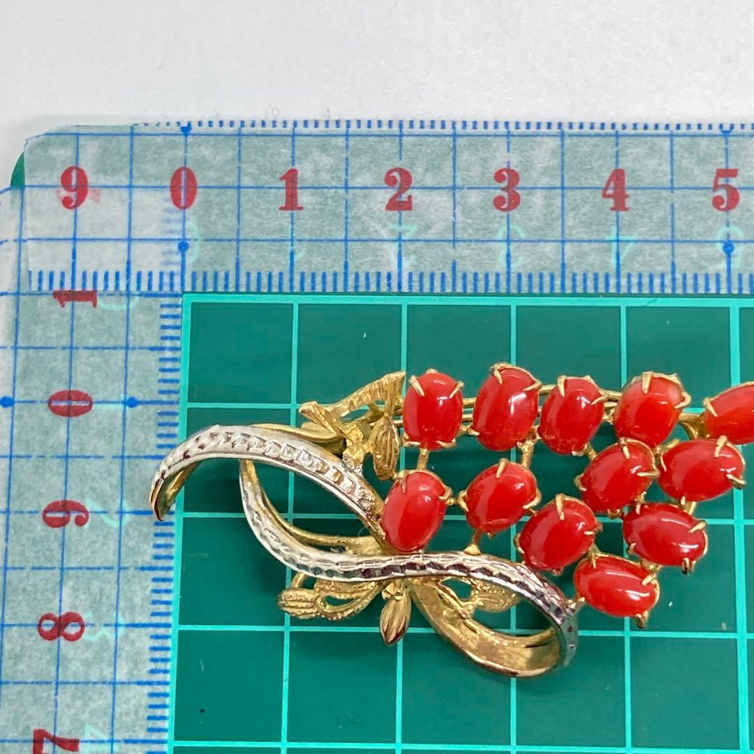 031509 血赤珊瑚　さんご　サンゴ　ビンテージ　ブローチ　帯留め