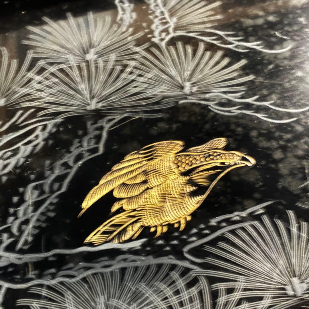 漆器 会席膳 御膳 お盆 10枚 鷹 松 昭和初期 骨董 古道具