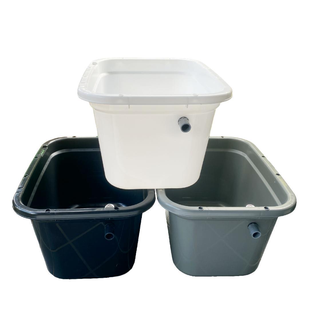 【訳あり特価】メダカ飼育ケース 56㍑訳あり品黒x1個 + 36㍑通常品x4個