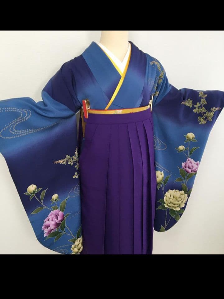 早い者勝ち★ちりめん 牡丹 二尺袖 Sサイズ 長襦袢付き ショート丈★美品