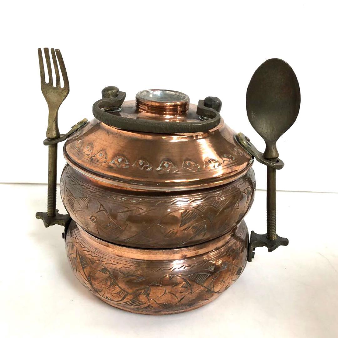 【現状品】真鍮製お弁当箱2段　アンティーク　インテリア　ビンテージ