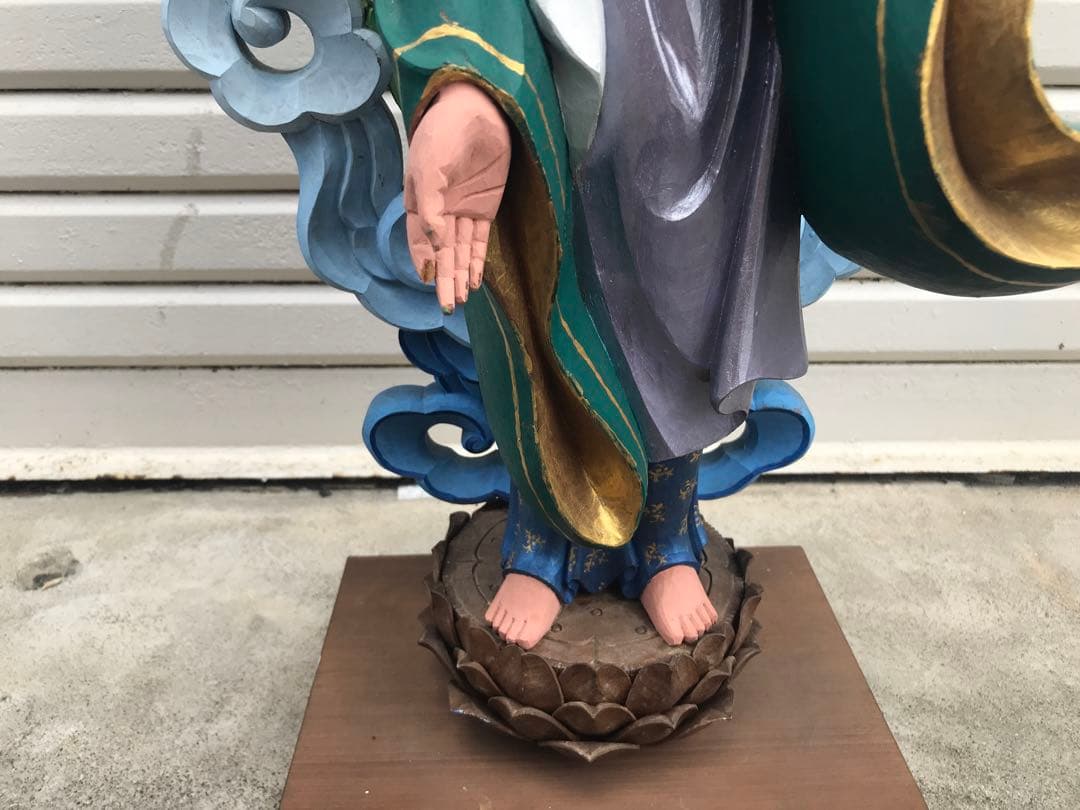 観音像　木彫　彩色仏像　全身　置物