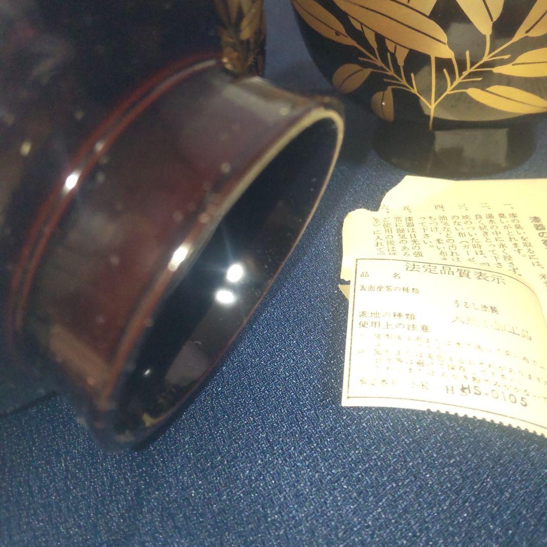 会津塗 天然木 蓋付 椀 お椀 5客 箱付 金彩 高級漆器 雀山