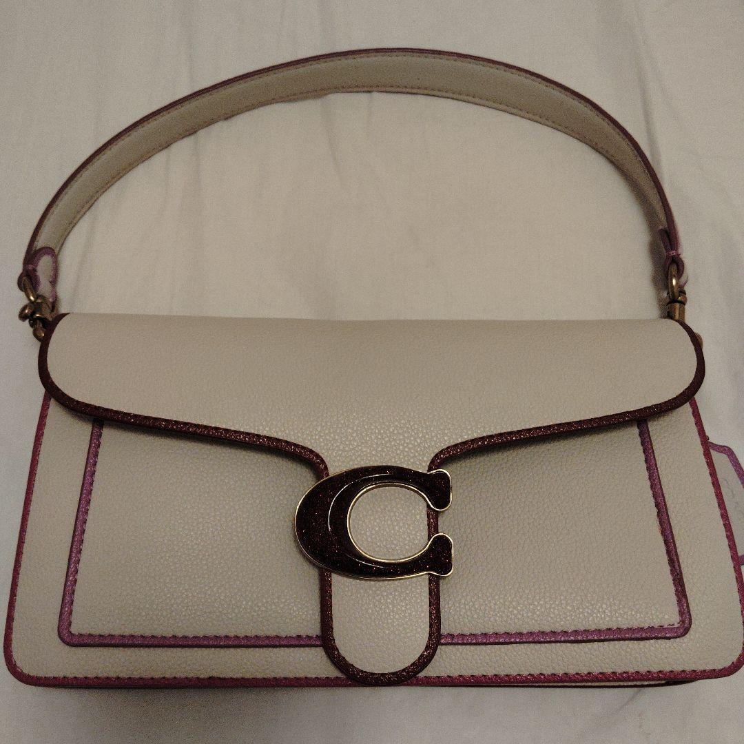 n*♪様 COACHロゴ付きホワイトピンクショルダーバッグ