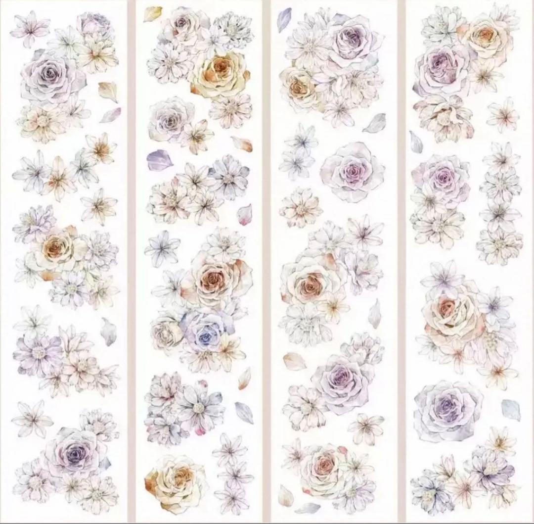 贝壳光 韶光 ダイカット加工 6cm×5m 海外マスキングテープ　海外マステ　花