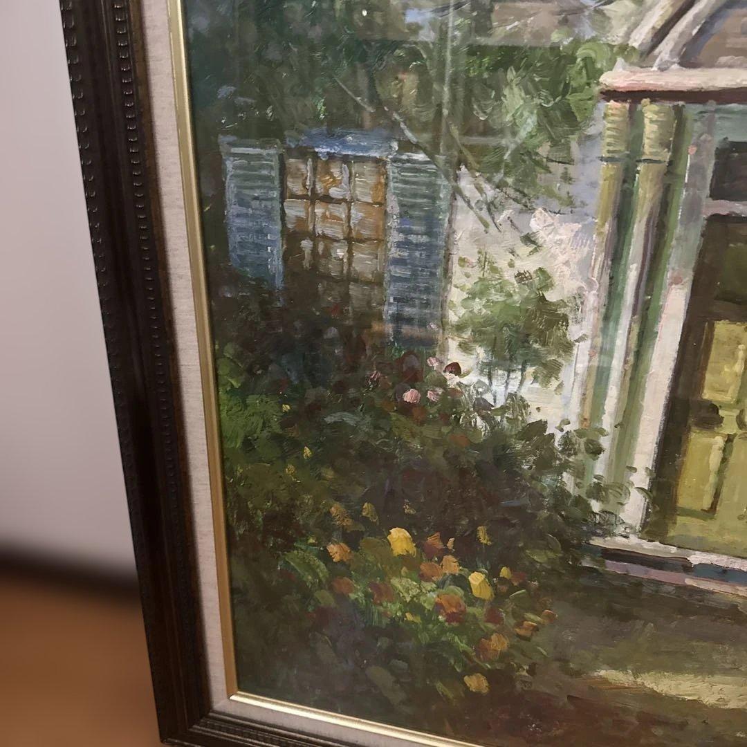 Donald’s 作　風景画 ドアと庭の油彩画