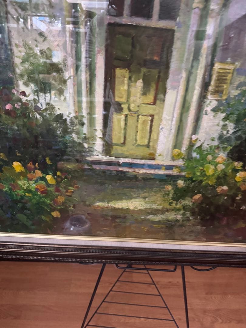 Donald’s 作　風景画 ドアと庭の油彩画