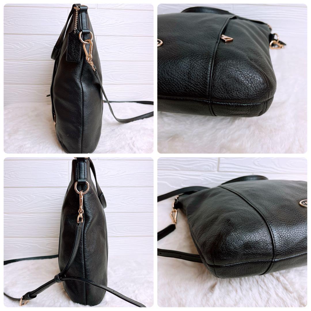 極美品☆COACHコーチ 2wayショルダーバッグ ブラック レザー大容量 A4