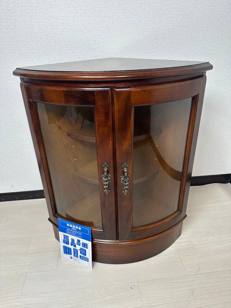 展示品 極美品 カリモク コロニアル コーナー キャビネット 飾り棚 ※i4※