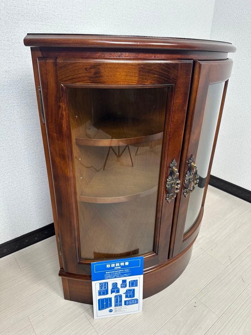 展示品 極美品 カリモク コロニアル コーナー キャビネット 飾り棚 ※i4※