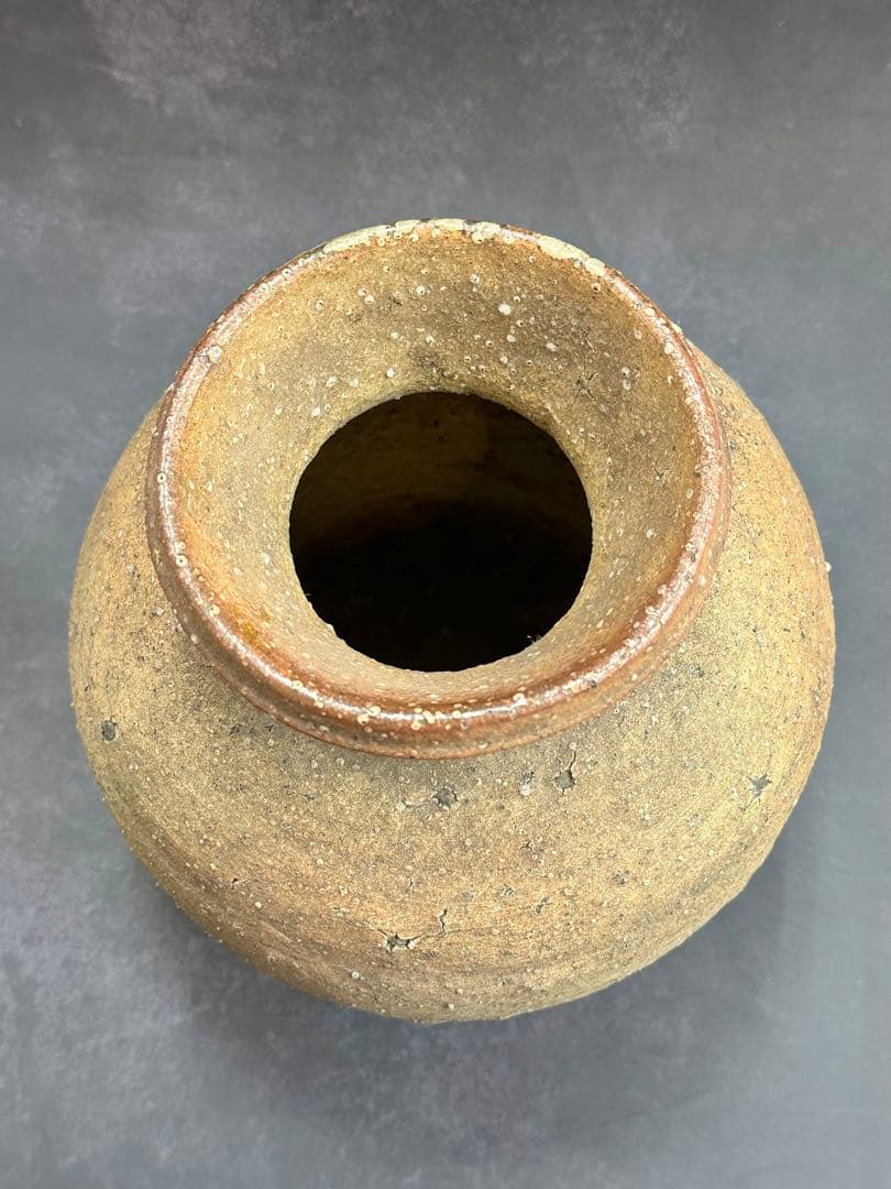 【⭐️蔵出し❣️貴重⭐️】信楽焼　蹲(うずくまる)　壺•花入　古格抜群　古作