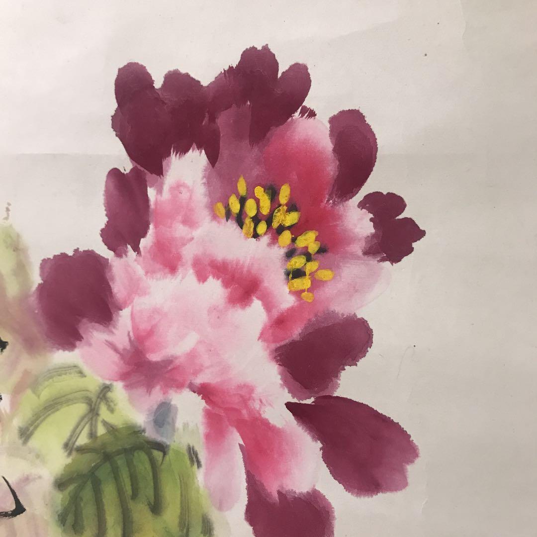 掛軸　牡丹図 中国　肉筆　紙本