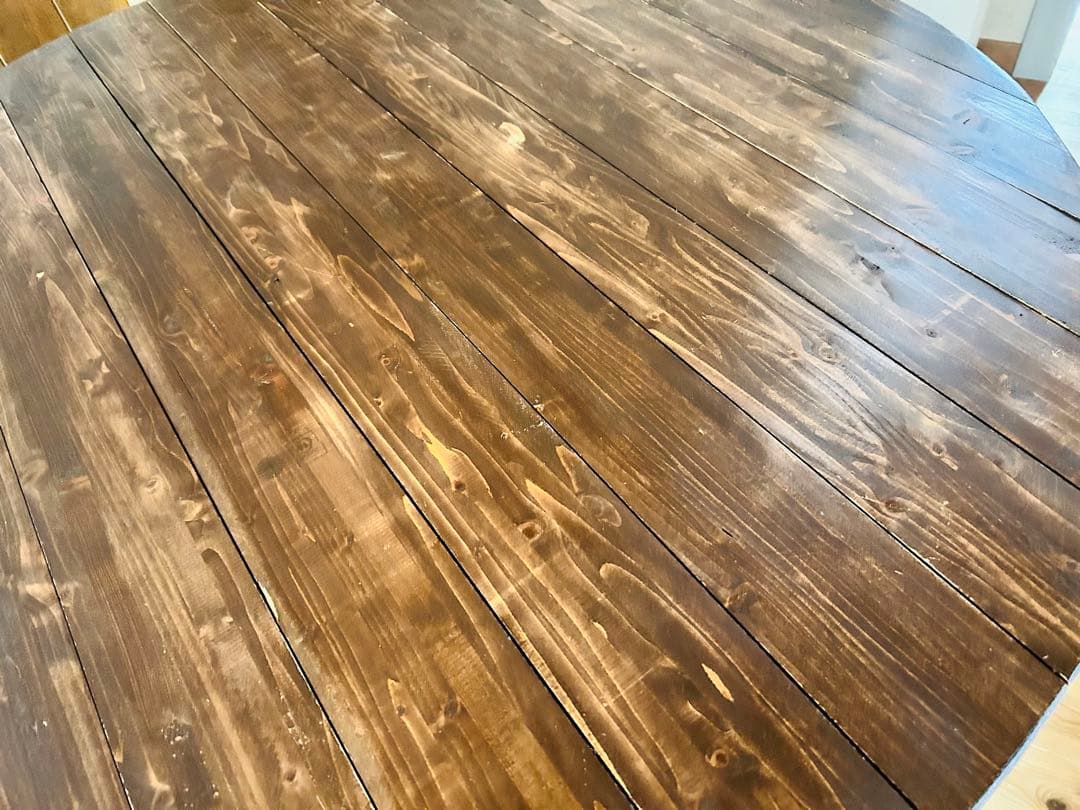 ダイニングテーブル　丸型　4人掛け　北欧風　古材　アンティーク　木製