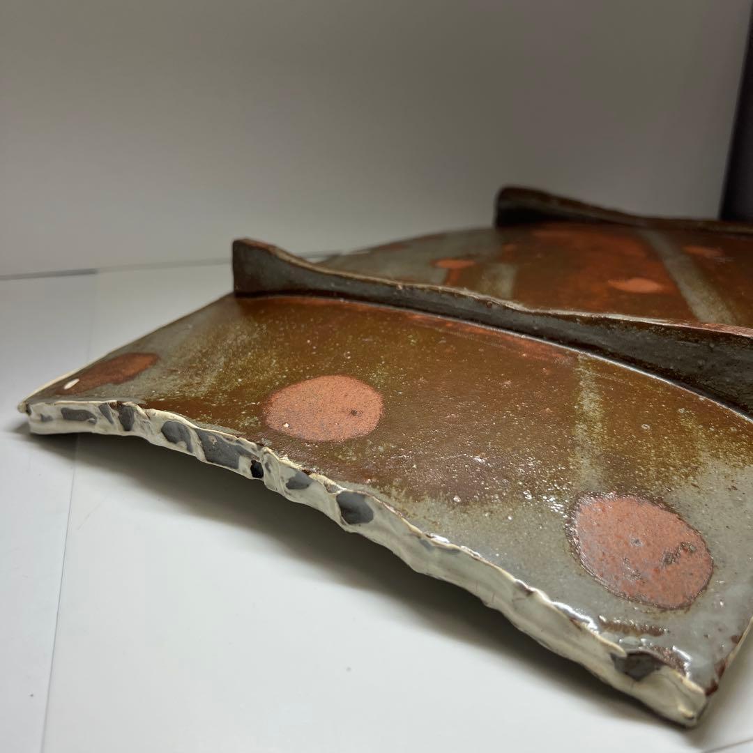 加山哲也作　桜花文組皿　共箱　幅約46㎝　東Y7-1107②