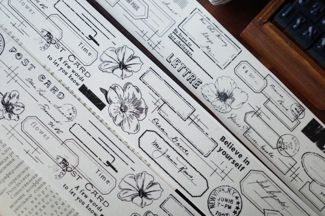 ⭐️SALE⭐️ 壹洱原创《花与图章》海外マスキングテープ　マステ 【2365】