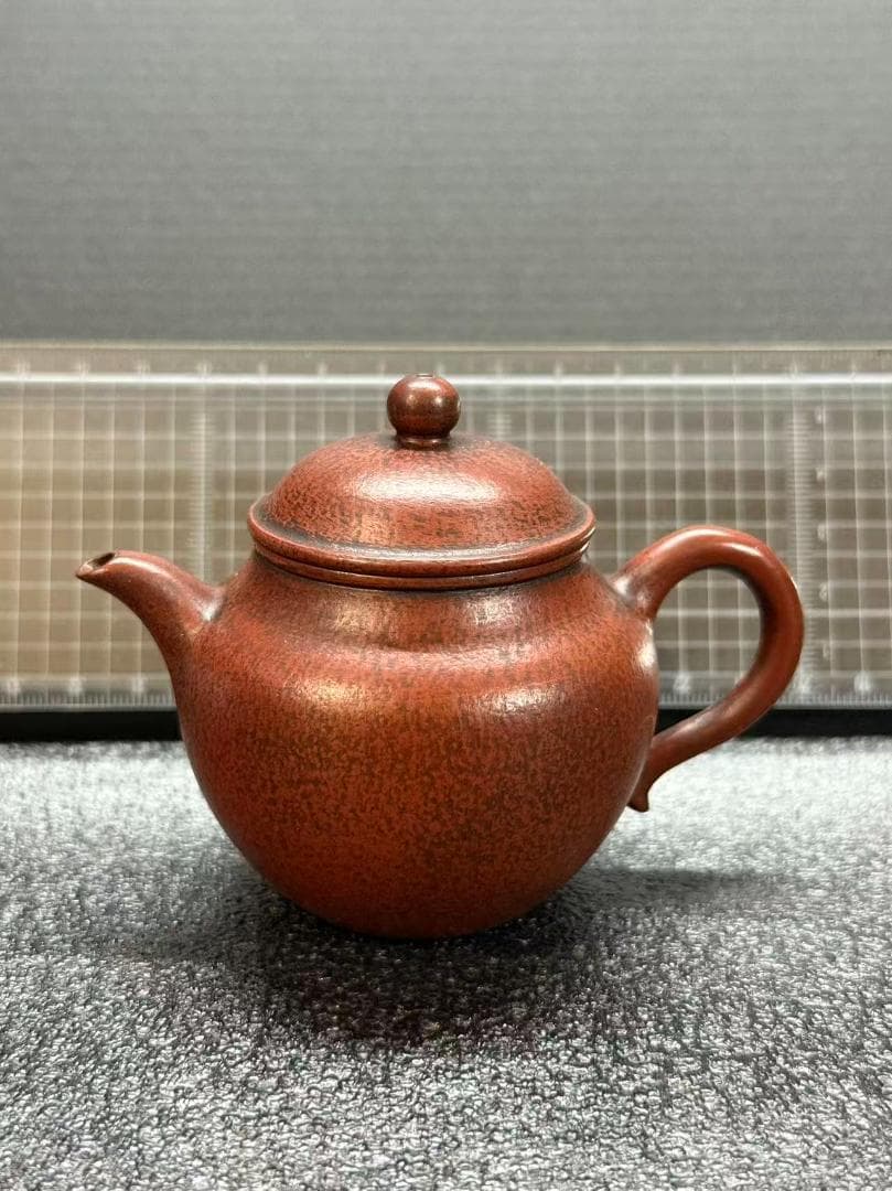 【孟臣 底款 刻漢詩 日色冷青松】紫砂壷 朱泥 段泥 煎茶道具 急須 単孔口