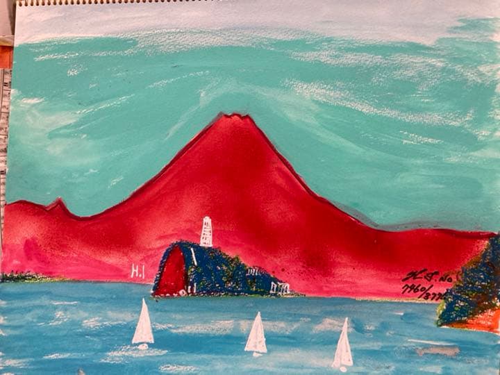 幻想絵画、空飛ぶ画家糸川裕志の富士山曼荼羅図の三十六点入り画帳