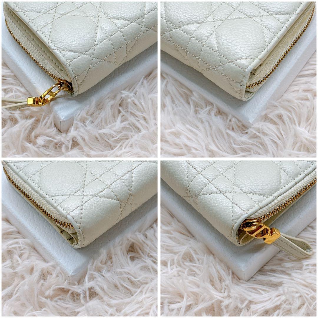 極美品✨ディオール カナージュ カロ キルティング 二つ折り財布 アイボリー