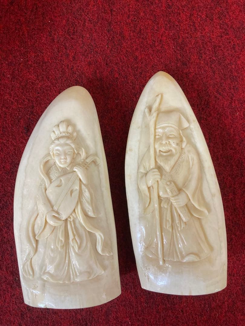 マッコウクジラの牙　七福神　玉峰作　ケース付き