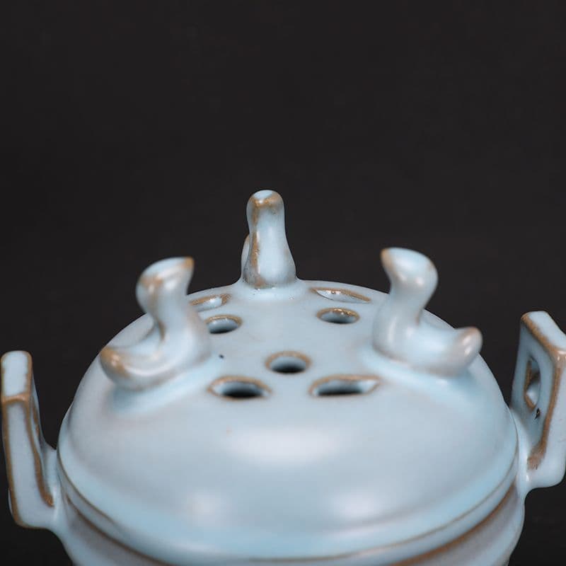 宋汝窯天青色三鳳鳥香炉 景徳鎮 陶磁器 装飾品 現代工芸品 美術品 置物