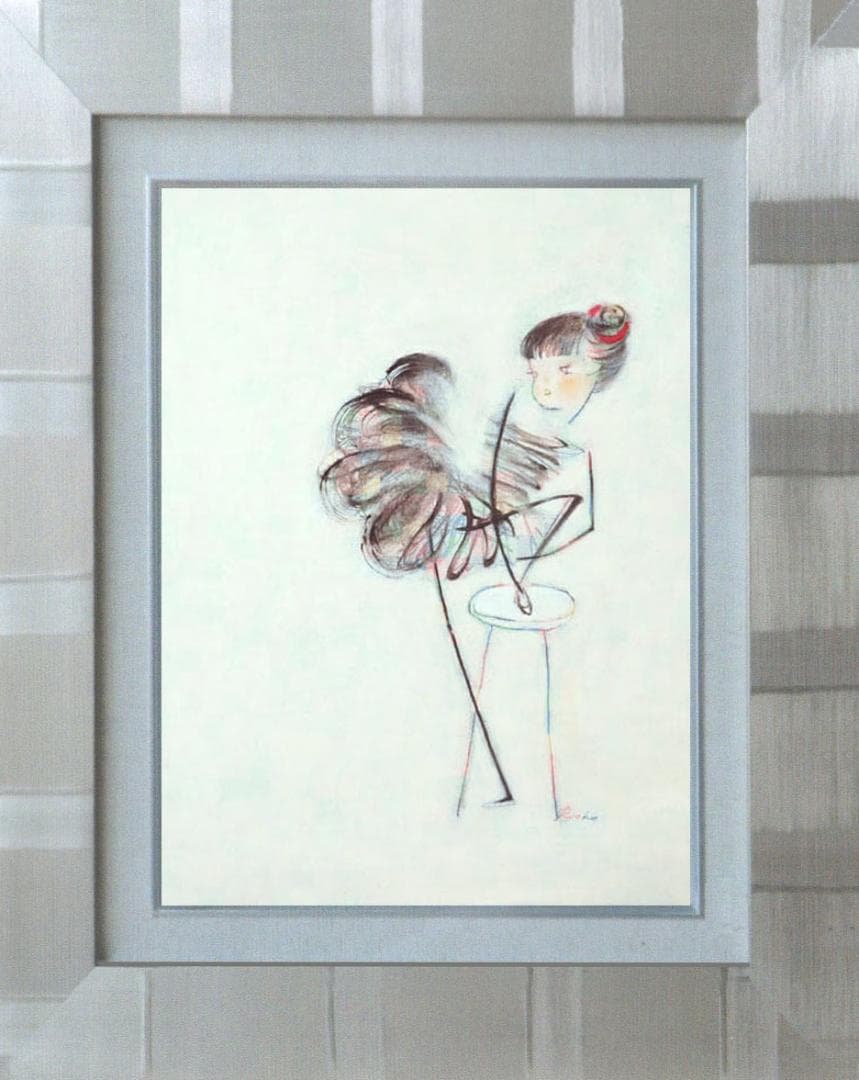 油絵 絵 絵画 インテリア 額付(黒) F4-040414 可愛い女の子 バレエ