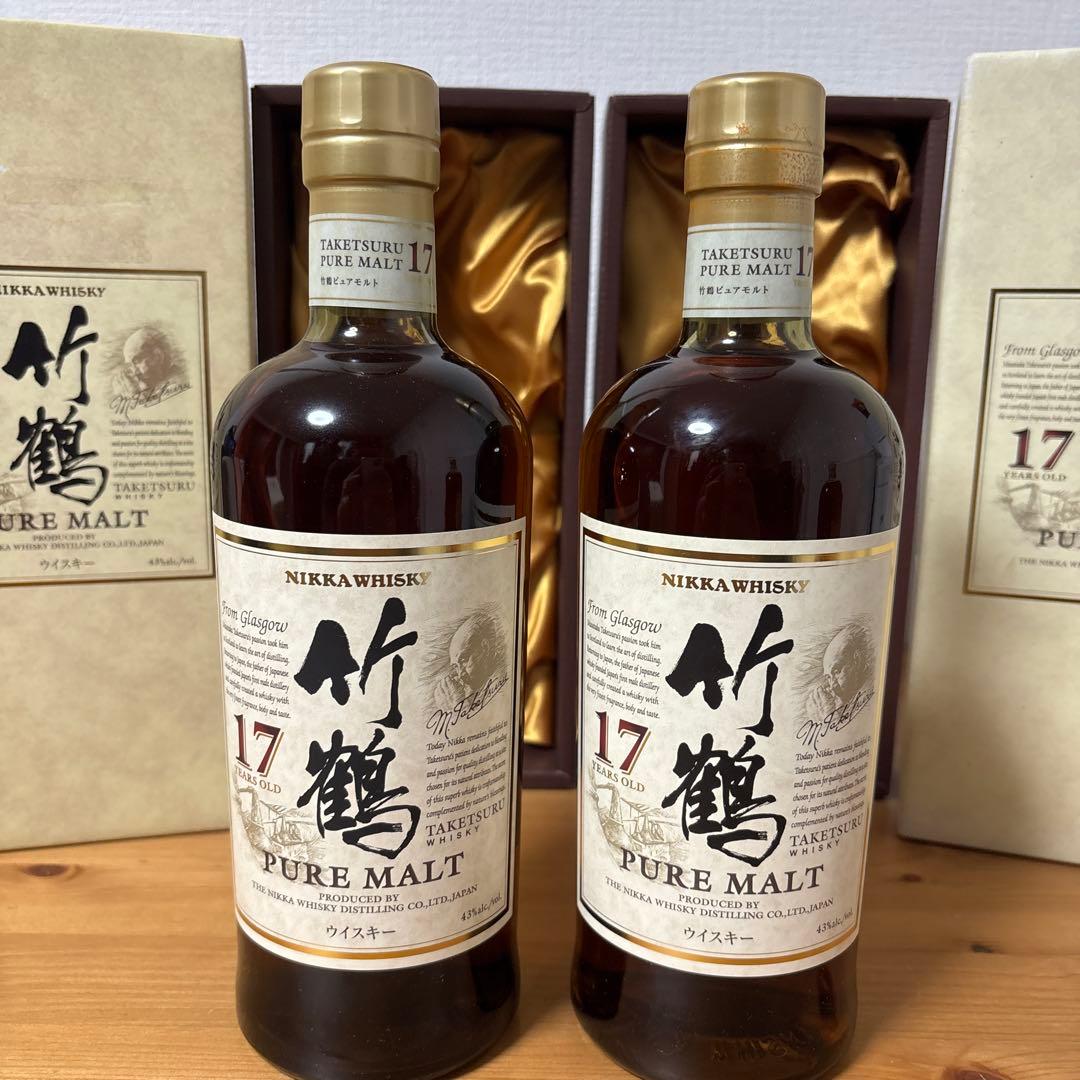 ニッカウイスキー　竹鶴17年　ピュアモルト　箱付き　２点セット　未開封