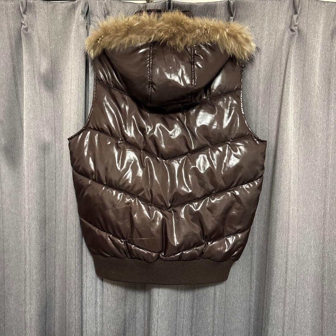 00s archive y2k ダウンベスト ファー 短丈 光沢 ギャル男
