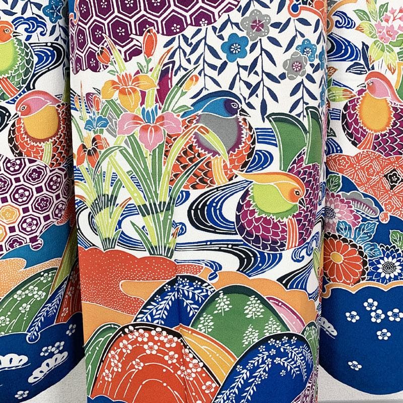 510z22☆紅型 中振袖 小柄な方にも 古典柄 青☆美品 成人式結婚式十三参り