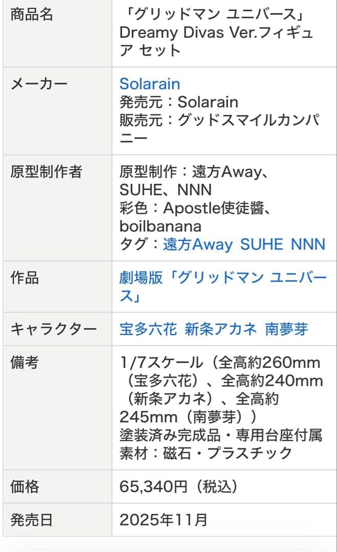 グリッドマン ユニバース　宝多六花　新条アカネ　南夢芽　フィギュア セット