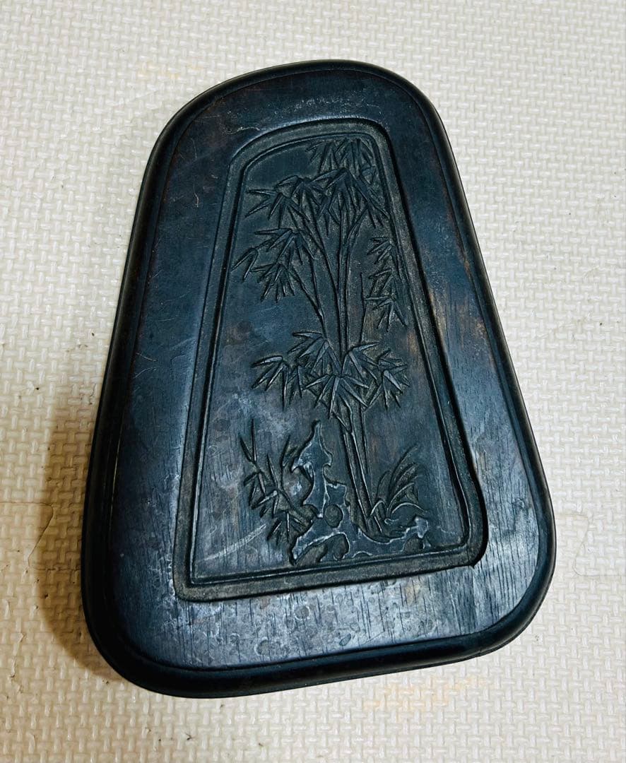 清時代　書道家 旧咸品 老坑•旧水坑/歙州 硯/長眉子紋硯/ [極上品]