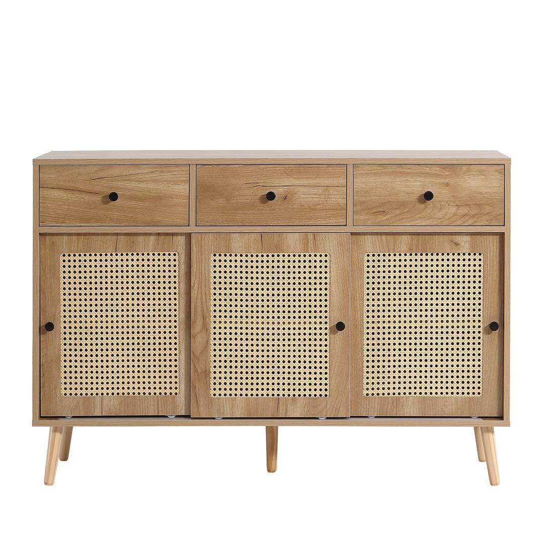 【新品】ナチュラル ラタン風2段チェスト 大容量引き出し リビング用 おしゃれ