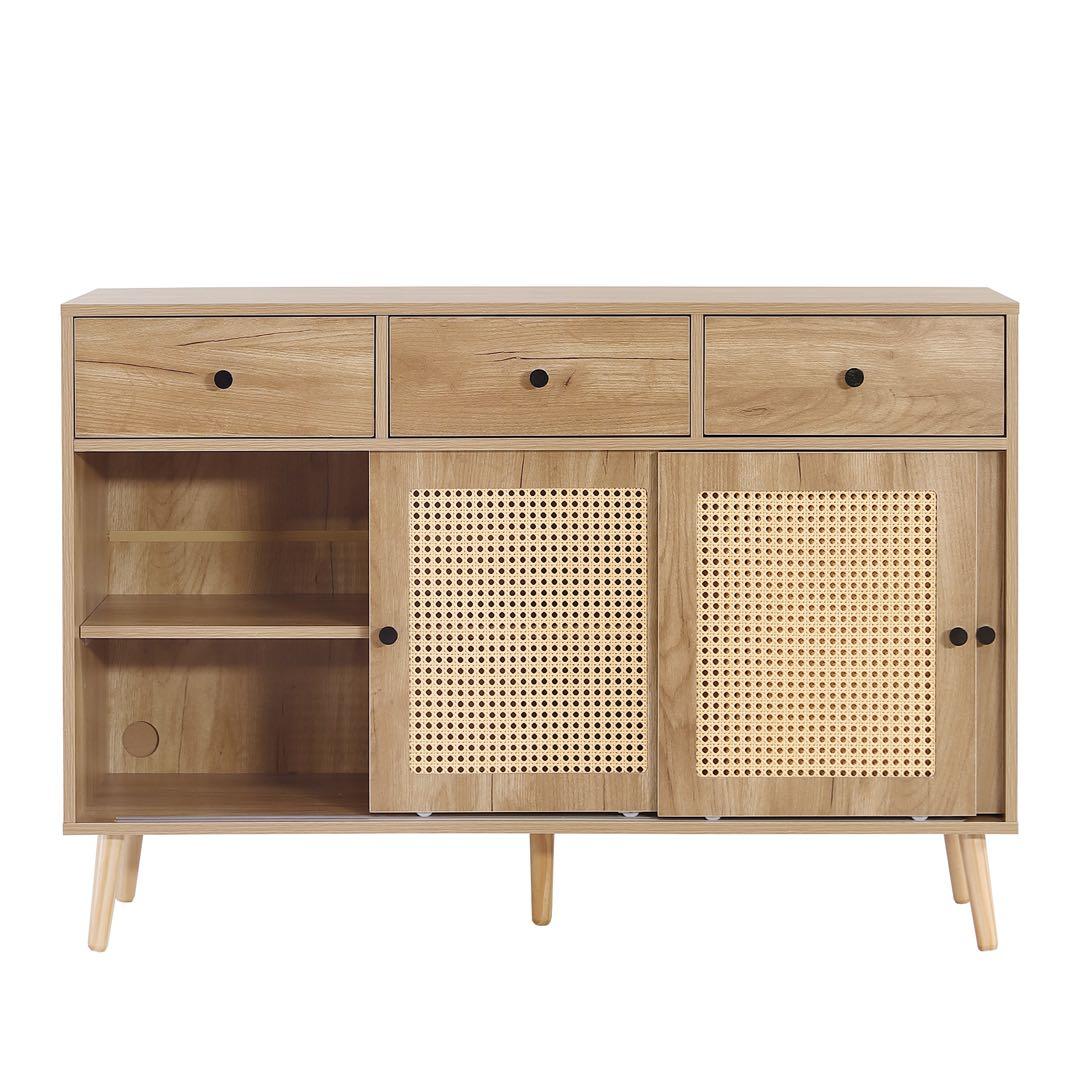 【新品】ナチュラル ラタン風2段チェスト 大容量引き出し リビング用 おしゃれ