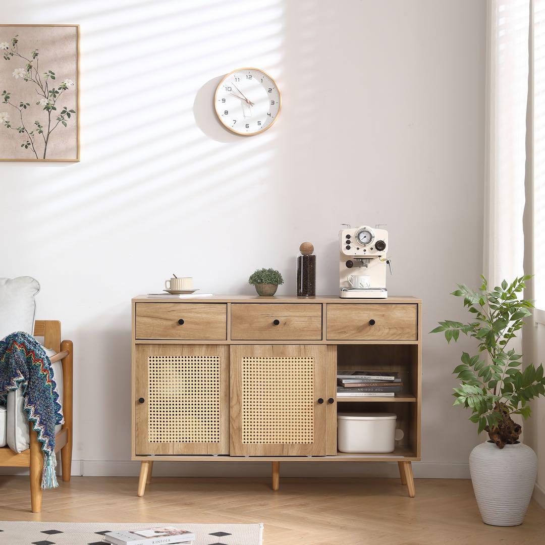 【新品】ナチュラル ラタン風2段チェスト 大容量引き出し リビング用 おしゃれ