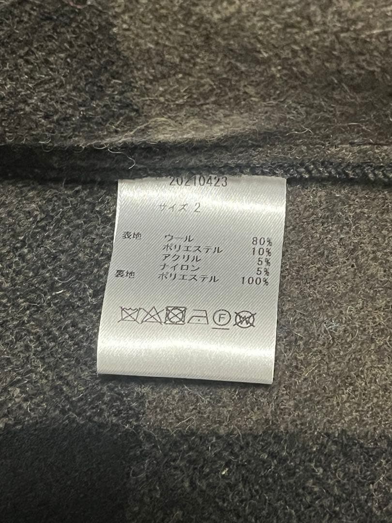 KAJA ウールバッファローチェックCPOジャケット　サイズ2 カーキ　OVY