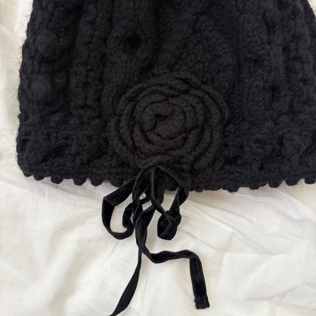 tricot comme des garcons ローズモチーフ　ニット帽