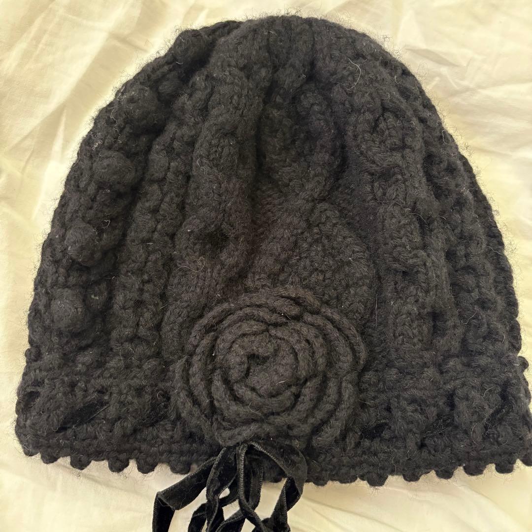 tricot comme des garcons ローズモチーフ　ニット帽