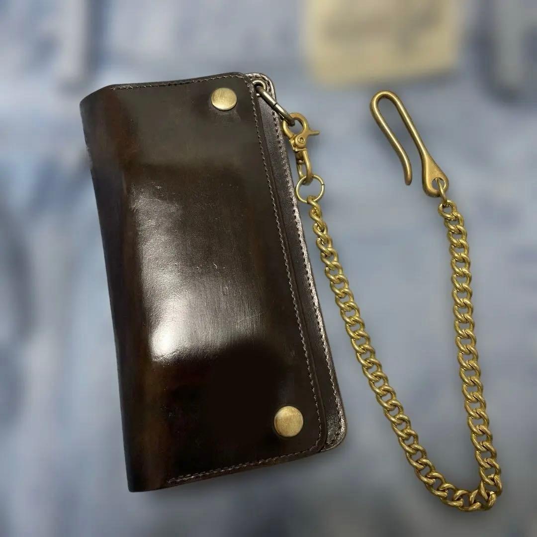 ホースバット　茶芯トラッカーウォレット三層(チェーン付き)