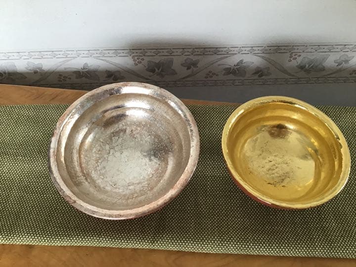 島台茶碗　茶道具　抹茶椀　和楽作　金銀一双茶碗