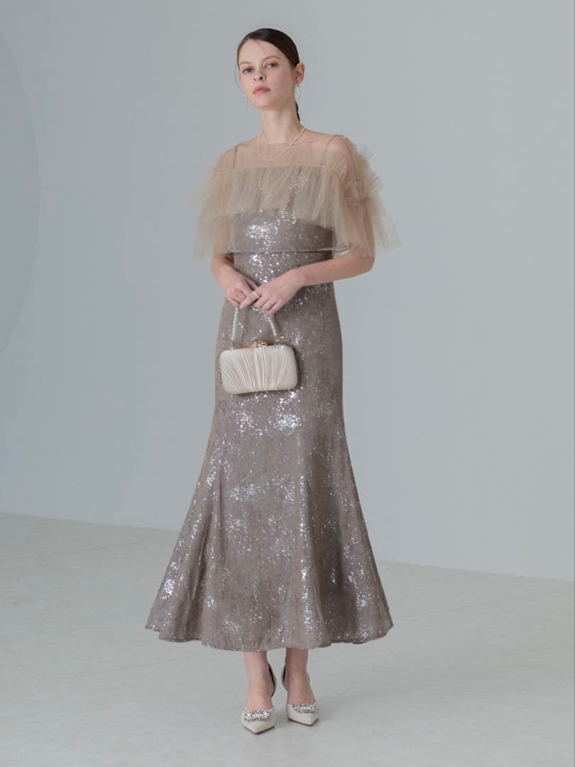 チュールフリルボレロペイントマーメイドワンピースドレス結婚式パーティー成人式